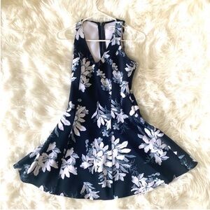 Abercrombie Floral Print Dress in Navy & white